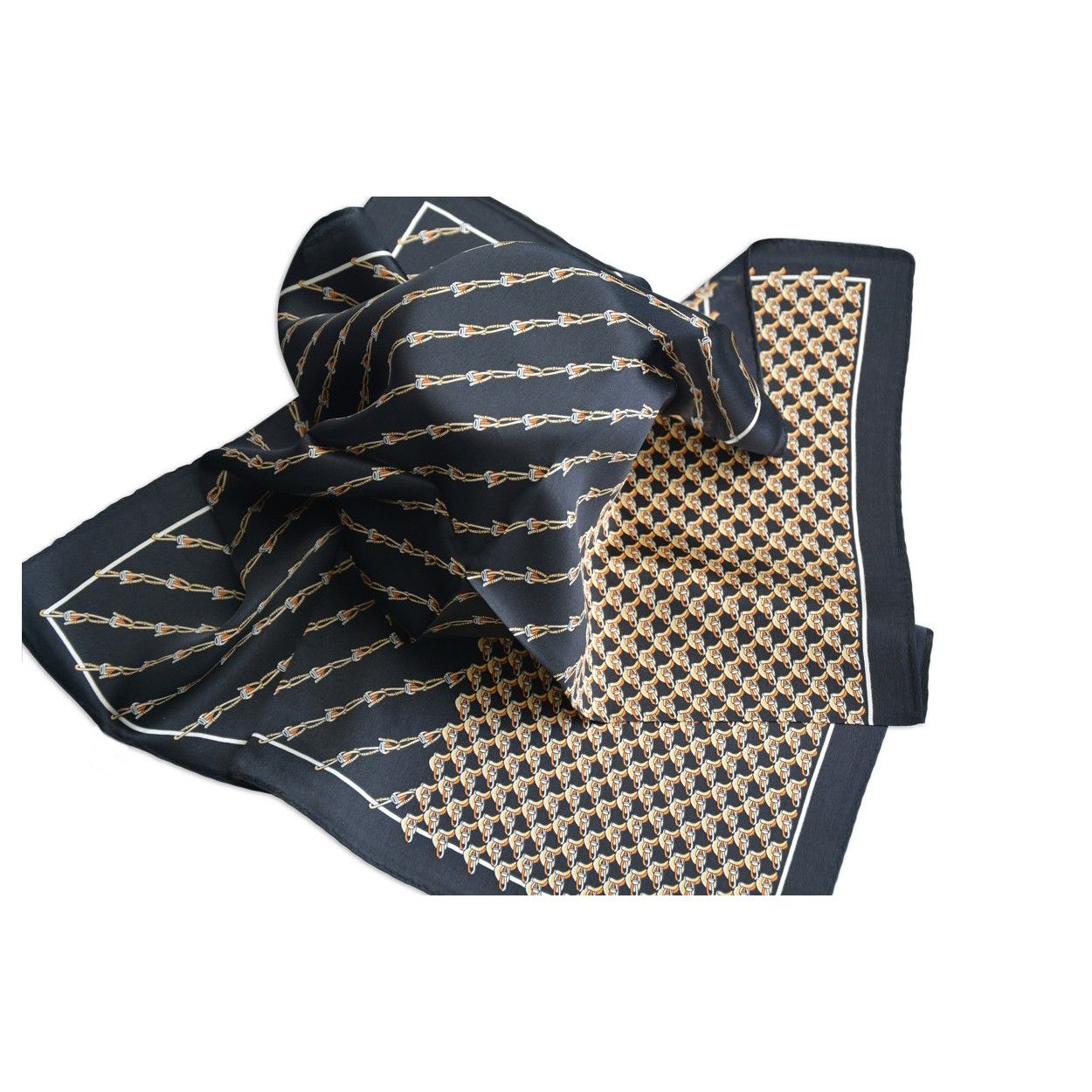 Silk handkerchief 100% natural, model Buckles black, Home and More