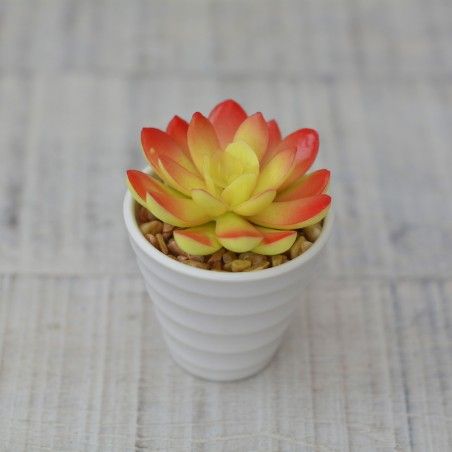 Impianto artificiale Decorativa rosso-giallo colore in vaso in Ceramica bianco Naturale