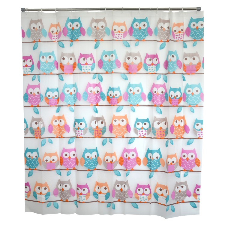 Bath curtain Shower Fabric of Peva Design Owls Home and More
