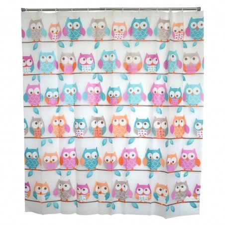 Bath curtain Shower Fabric of Peva Design Owls Home and More