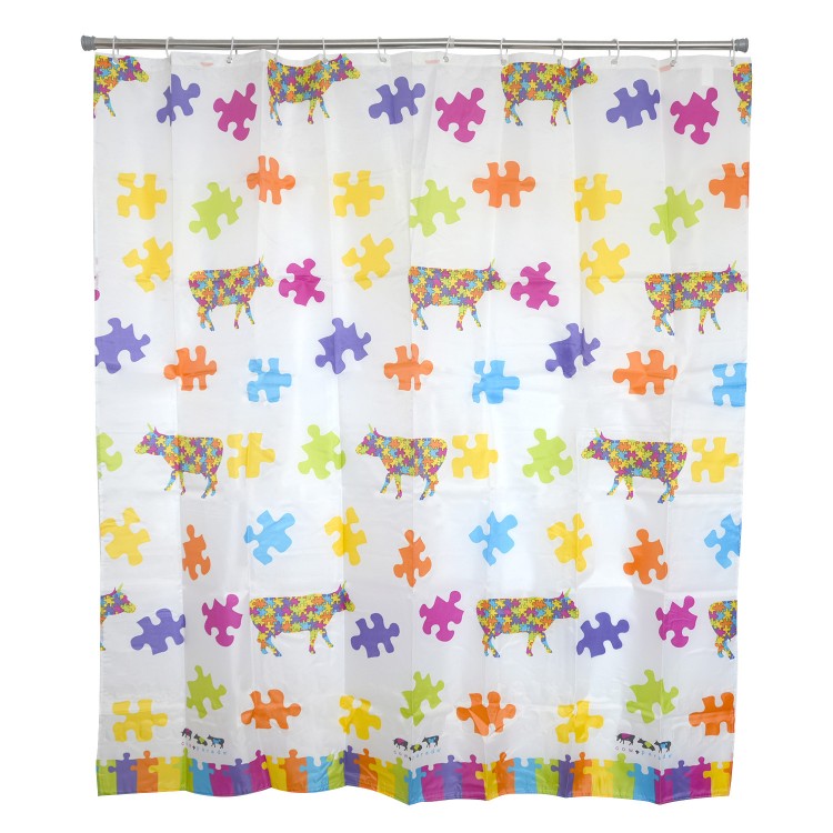 Bath curtain Shower Fabric of Peva Design Puzzle Home and More