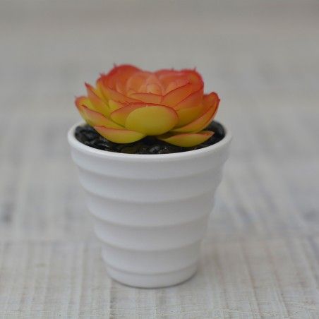 Plantes artificielles Décoratives rouge pot en Céramique blanc Naturel