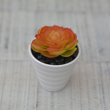 Plantes artificielles Décoratives rouge pot en Céramique blanc Naturel