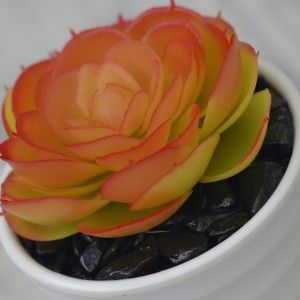 Plantes artificielles Décoratives rouge pot en Céramique blanc Naturel