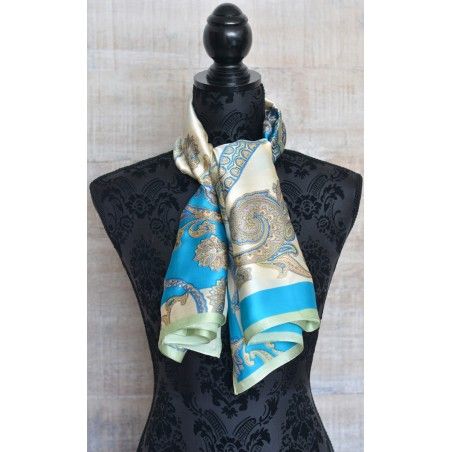Silk handkerchief 100% natural, model, Turquoise, Home and More