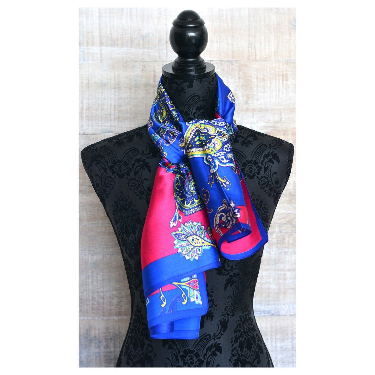 Silk handkerchief 100% natural, model, Turquoise, fuchsia, Household and More