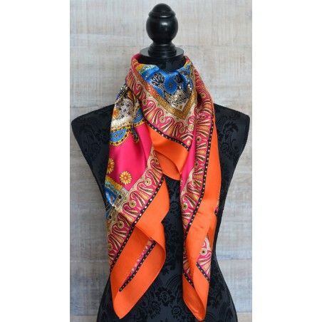 Pañuelo  de seda 100% natural, modelo coral naranja, de Hogar y Mas