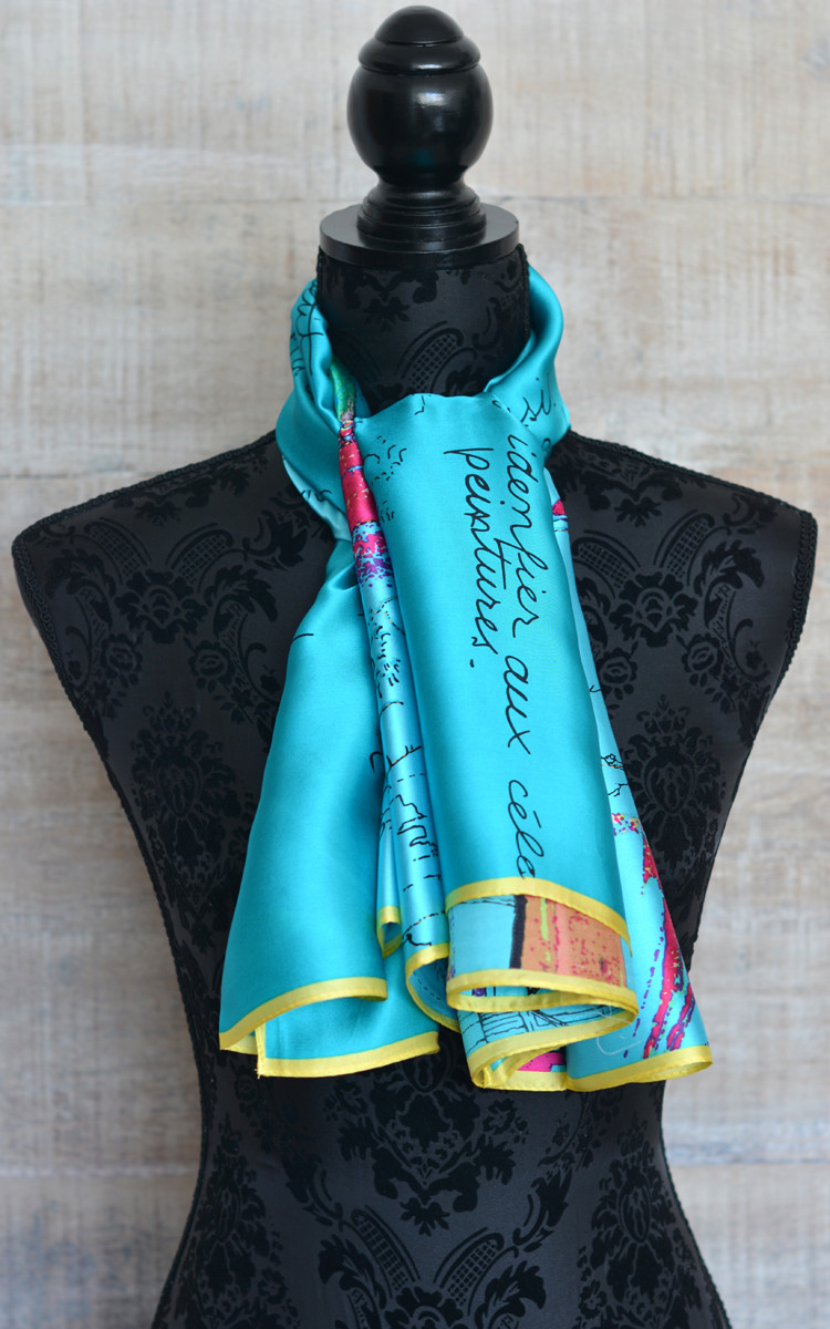 Foulard de soie 100% naturelle, le modèle des phrases du bleu, du Domicile et de Plus
