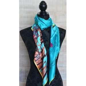 Silk handkerchief 100% natural, model sentences the blue, Home and More