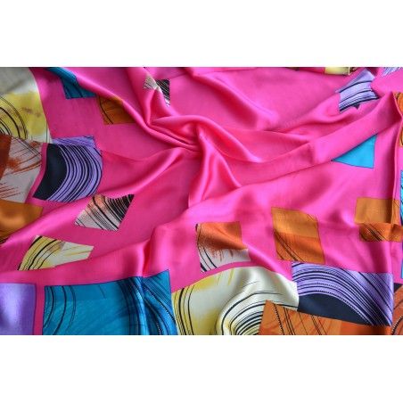 Fazzoletto di seta, 100% naturale, modello, quadrato, rosa, Casa e altro ancora