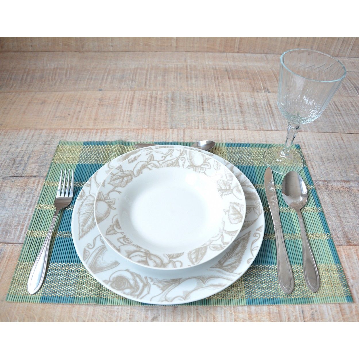 Salvamantel Natural Bamboo Placemat, Ethnic Design 6 Units Home and More