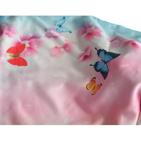 Fazzoletto di seta, 100% naturale, con due lati e frange modello farfalle rosa, collezione autunno-inverno, la Famiglia e Più