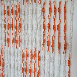Rideau de Porte en Sisal, Bois Naturel et Blanc et d'Orange Maison et Plus