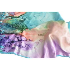 Pañuelo  de seda 100% natural, con dos caras y  flecos, modelo agua azul, colección otoño-invierno,  de Hogar y Mas