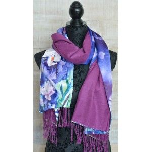 Silk handkerchief 100% natural, model, dragonflies, blue, Home, and More