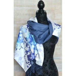 Silk handkerchief 100% natural, model, dragonflies, blue, Home, and More