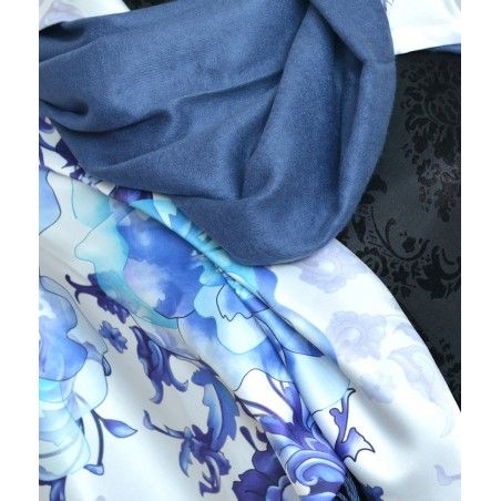 Silk handkerchief 100% natural, model, dragonflies, blue, Home, and More