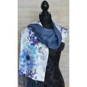 Silk handkerchief 100% natural, model, dragonflies, blue, Home, and More
