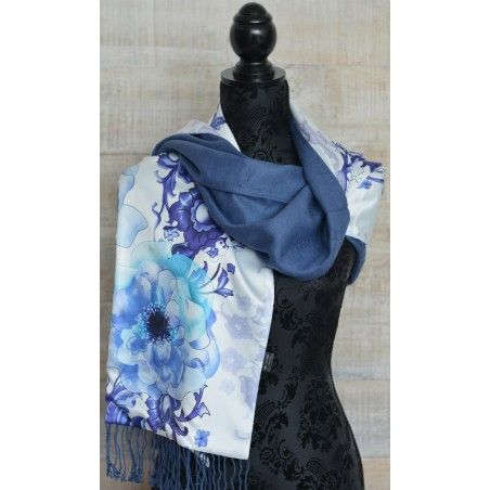 Silk handkerchief 100% natural, model, dragonflies, blue, Home, and More