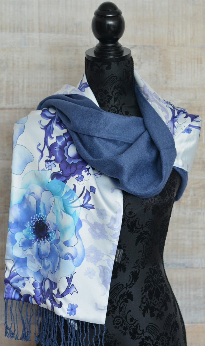 Silk handkerchief 100% natural, model, dragonflies, blue, Home, and More