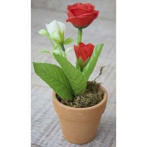 Plantes artificielles Fleur Rouge dans le Pot d'Argile, Naturels la Maison et Plus
