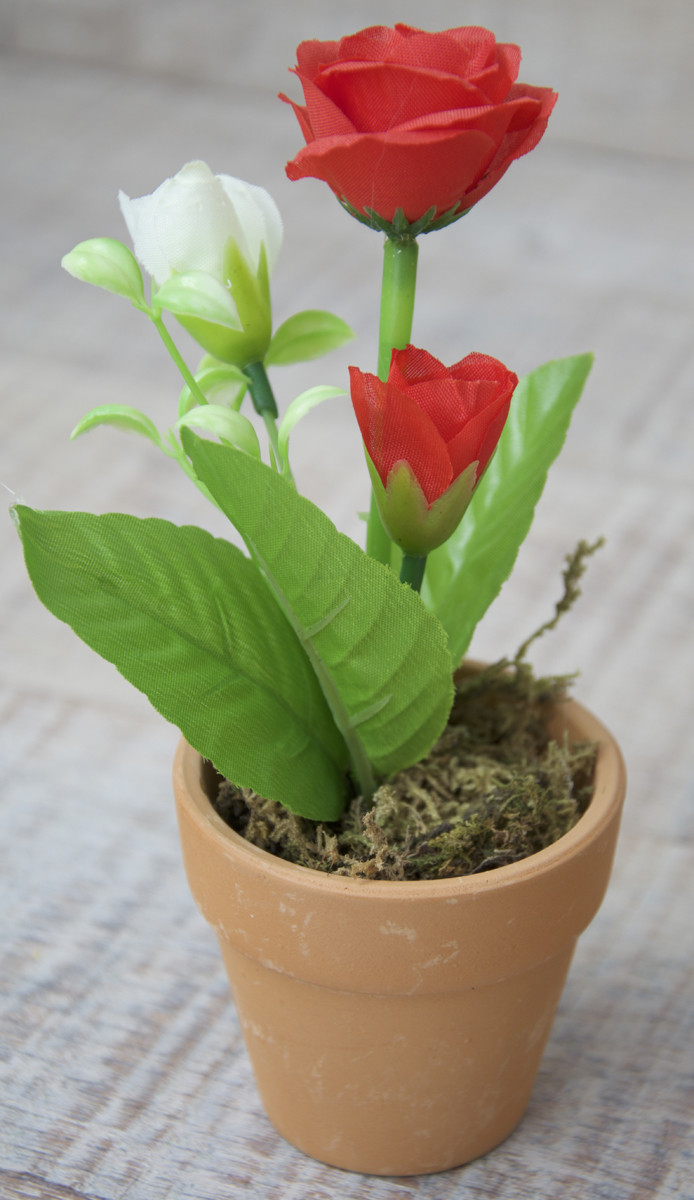 Plantes artificielles Fleur Rouge dans le Pot d'Argile, Naturels la Maison et Plus