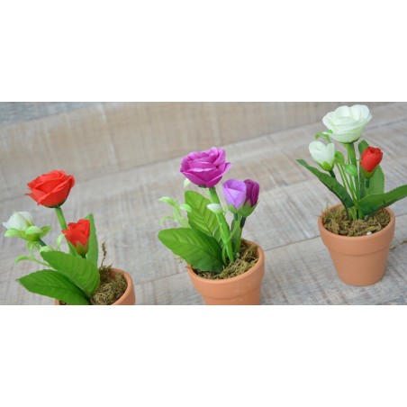 Impianto artificiale Fiore Rosso in Vaso di Argilla Naturale a Casa e Più