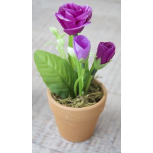 Impianto artificiale Fiore Viola in Vaso di Argilla Naturale a Casa e Più