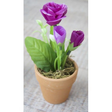 Plantes artificielles Fleur Pourpre dans le Pot d'Argile, Naturels la Maison et Plus