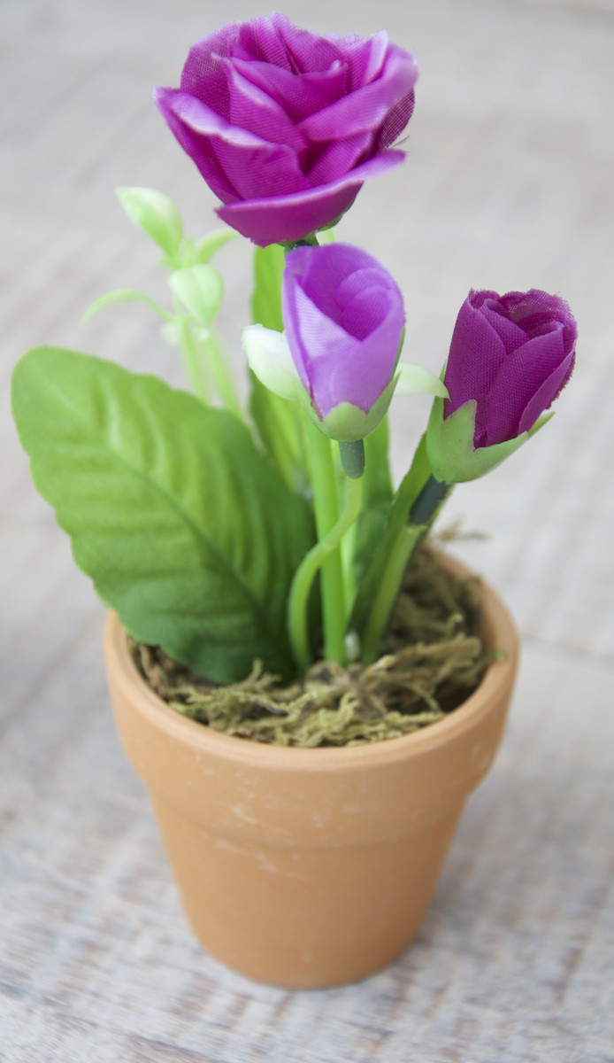 Impianto artificiale Fiore Viola in Vaso di Argilla Naturale a Casa e Più