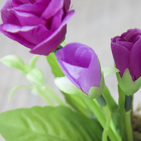 Impianto artificiale Fiore Viola in Vaso di Argilla Naturale a Casa e Più