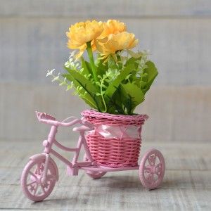 Fioriera a Forma di scatola Bici Rosa e Impianto Aritifical Tre Modelli di Casa e di Più