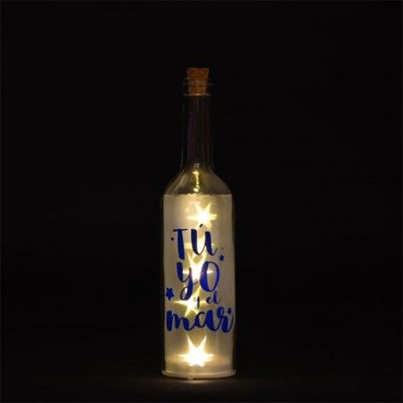 Bottle Blue and White Glass with Five Led Summer Four Models, Home and More