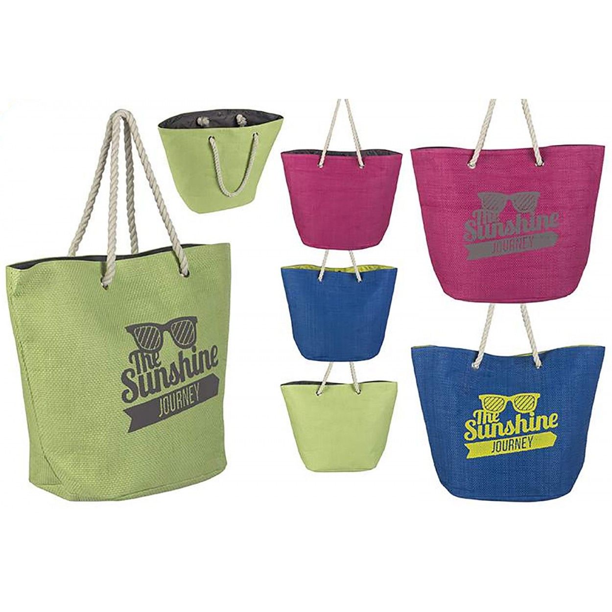Borsa da spiaggia con Maniglia Design Originale e Tre i Colori di Casa e di Più