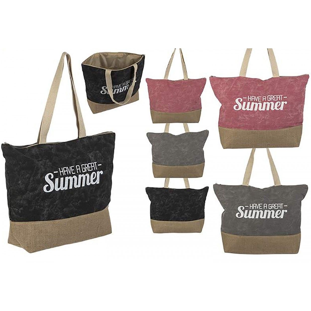 Borsa da spiaggia con Maniglia Design Estate e Tre i Colori di Casa e di Più