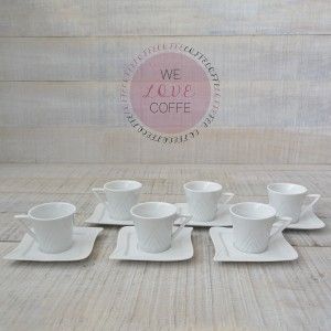 Coffee set 6 tazze e 6 piatti 100cc in Ceramica