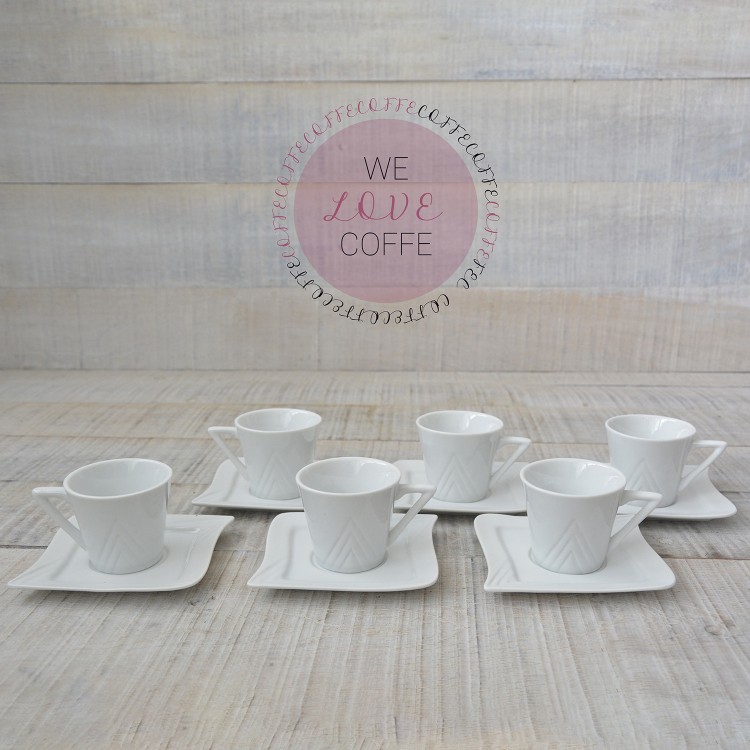 Coffee set 6 cups and 6 dishes 100cc Ceramic