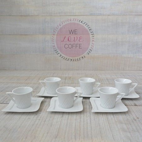Coffee set 6 cups and 6 dishes 100cc Ceramic