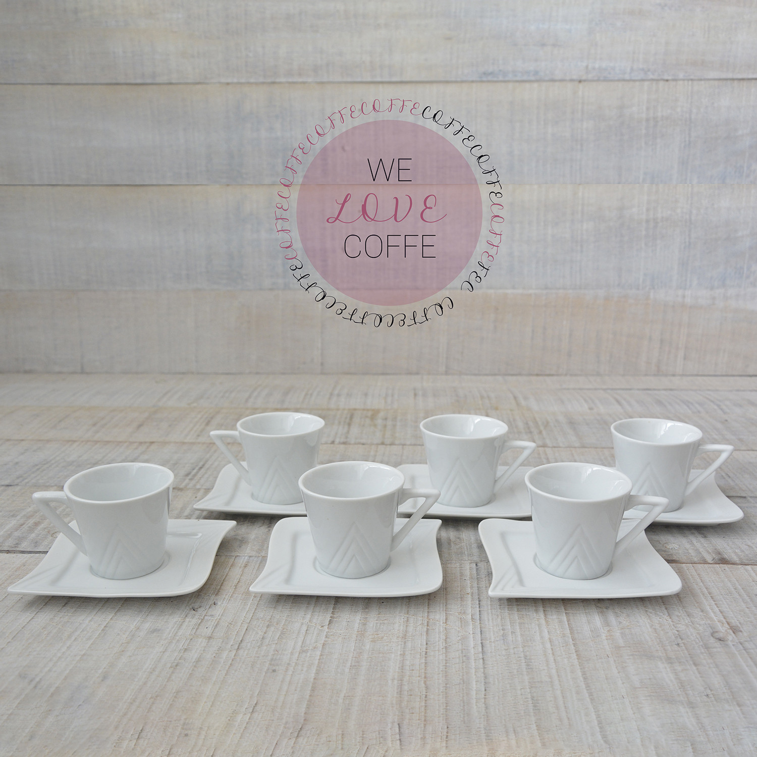 Coffee set 6 cups and 6 dishes 100cc Ceramic