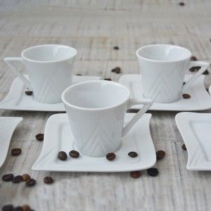 Coffee set 6 cups and 6 dishes 100cc Ceramic