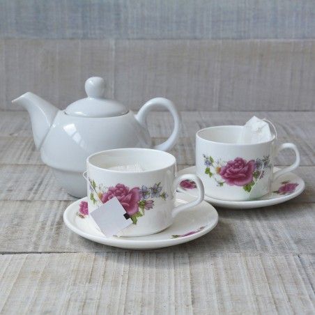 Set of 6 cups and saucers coffee - Model roses