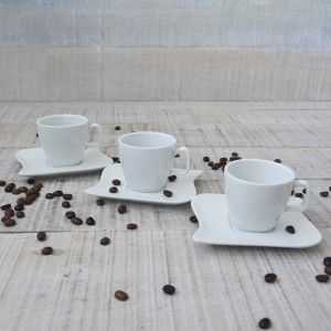 Set of 6 cups and 6 dishes 80cc Ceramic