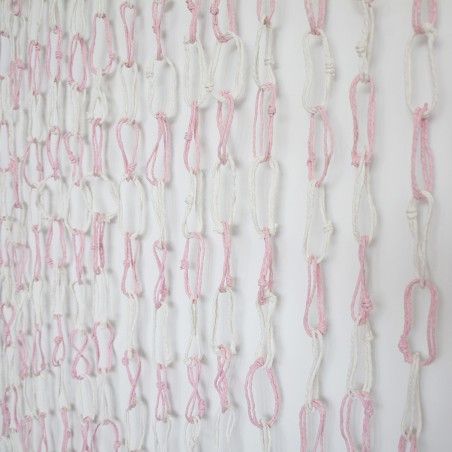 Tenda della Porta di Sisal e Legno Naturale, Hoops, Rosa e Bianco a Casa e Più