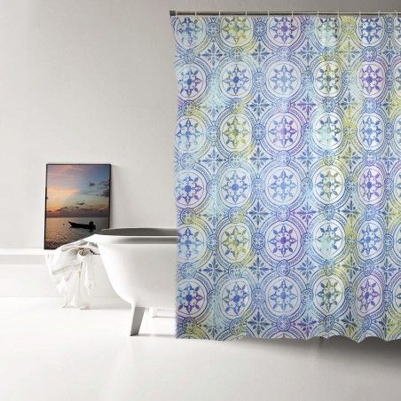 Cortina de Baño para Ducha Tejido de Peva Diseño Étnico Hogar y Más