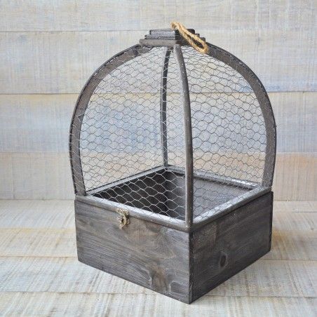Gabbia In Legno Naturale, Originale Gioco Di Decorazione, Due Unità