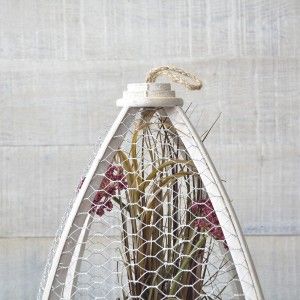 Cage en Bois Naturel Blanc Original pour la Décoration de Jeu à Deux Disques