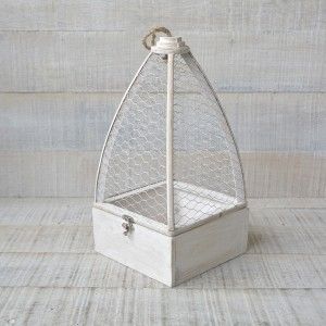 Cage en Bois Naturel Blanc Original pour la Décoration de Jeu à Deux Disques