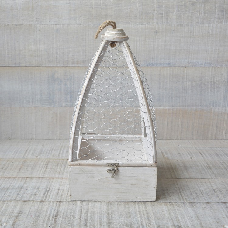 Cage en Bois Naturel Blanc Original pour la Décoration de Jeu à Deux Disques