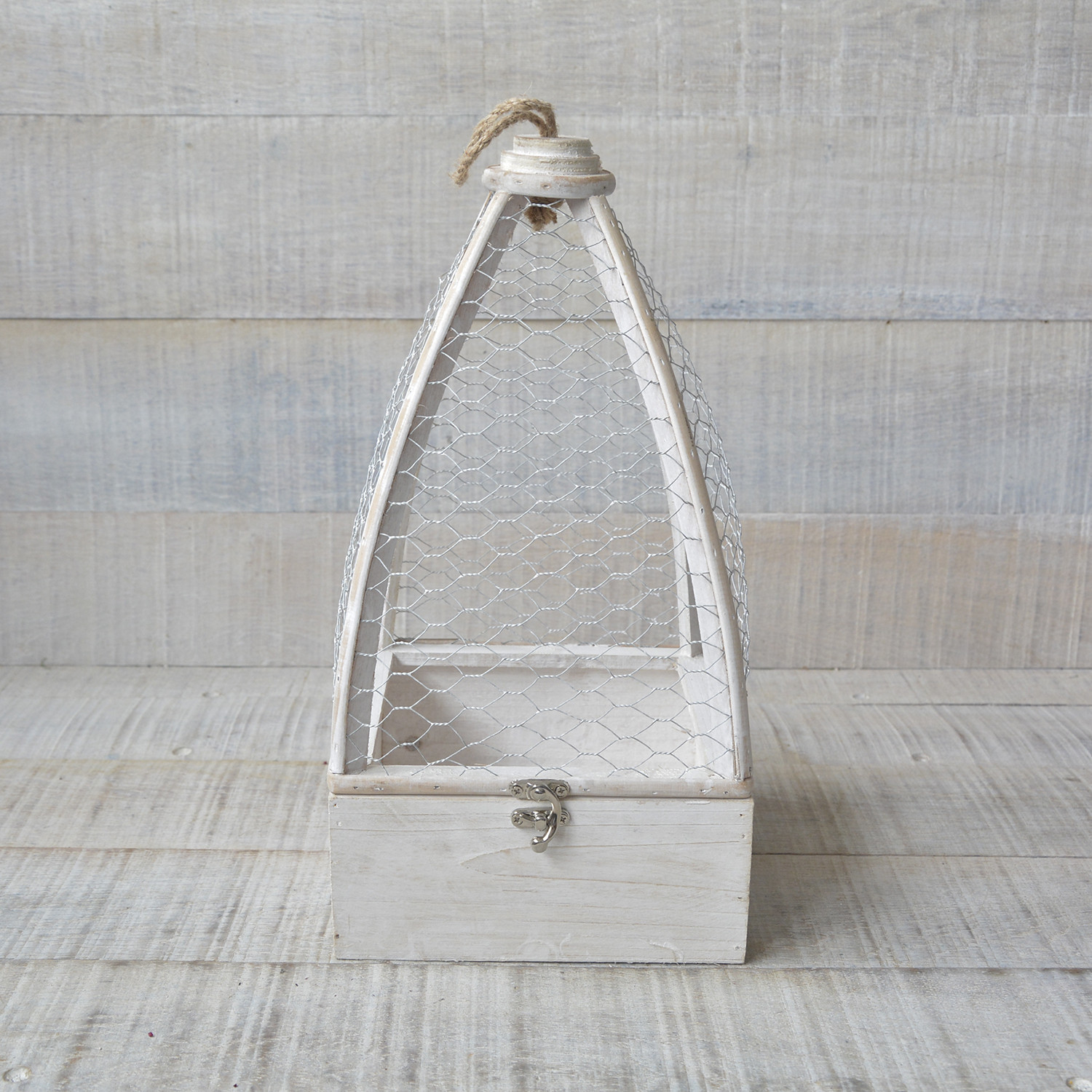 Cage en Bois Naturel Blanc Original pour la Décoration de Jeu à Deux Disques