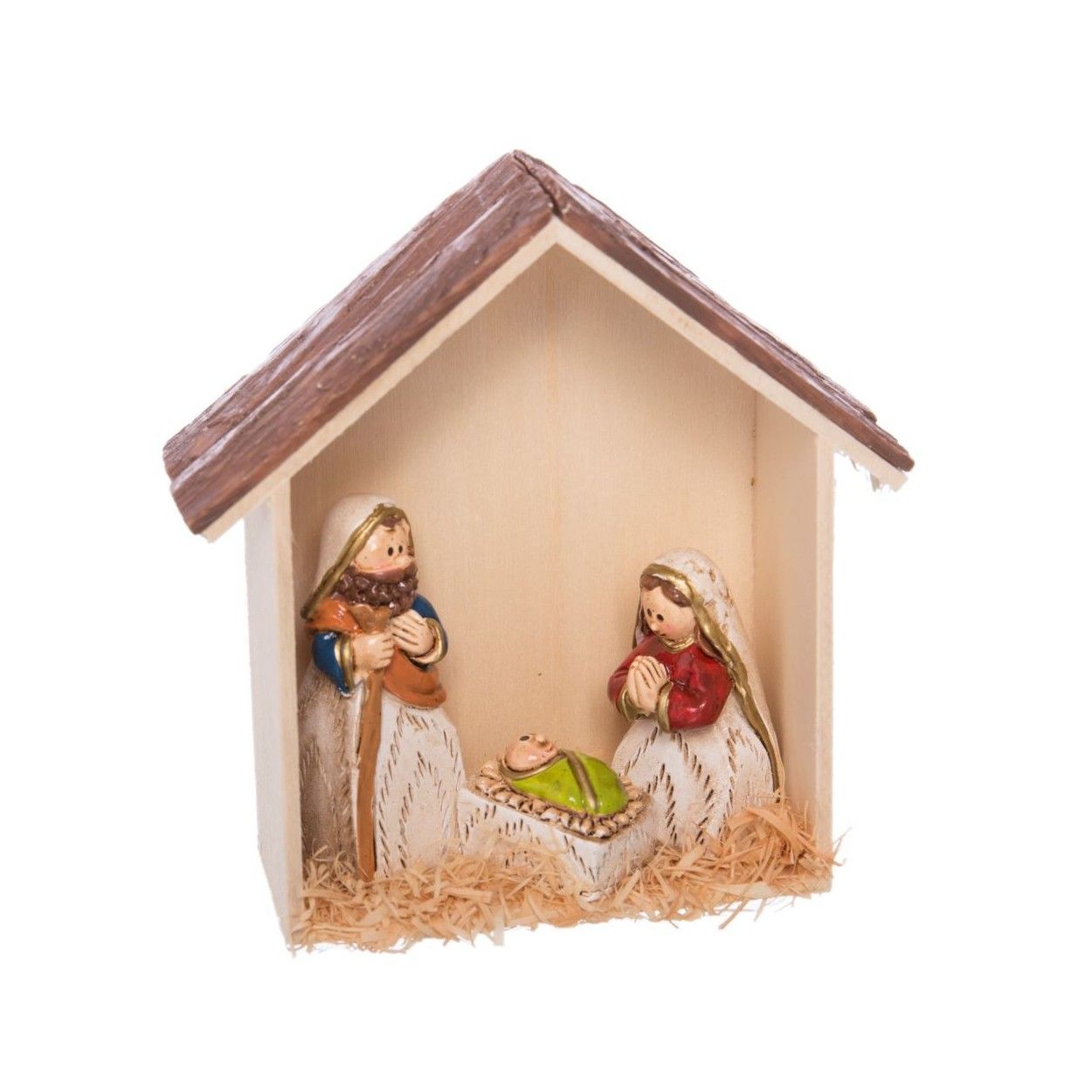 Hogar y Más - Belén Navideño simpático de resina colores alegres.